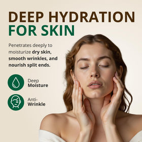 RejuveNaturals applying vitamin E oil to face for hydrated glow