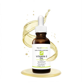 RejuveNaturals bottle front view showing pure Vitamin E oil and clean label benefits