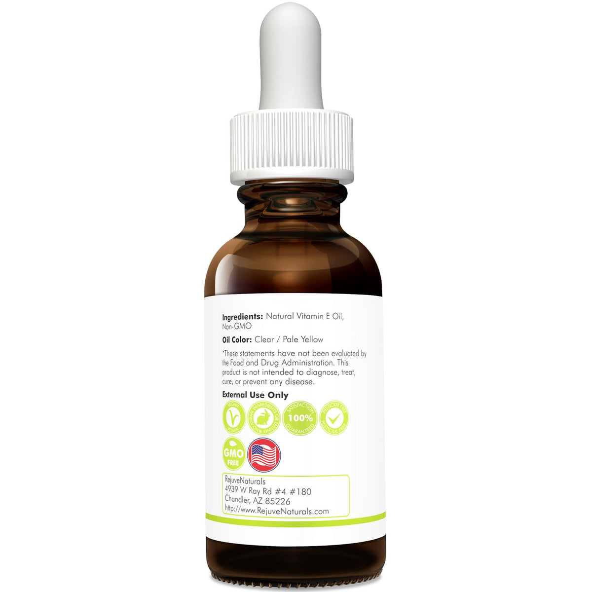 RejuveNaturals Vitamin E oil displayed in a bathroom setting to suggest daily use