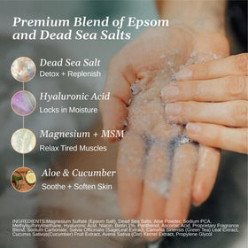 Relax Spa & Bath eucalyptus mint salt crystals close-up showing fine texture for quick dissolve
