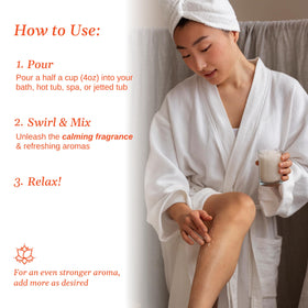 Relax Spa & Bath 4oz sachet next to ruler for scale illustrating convenient portioning