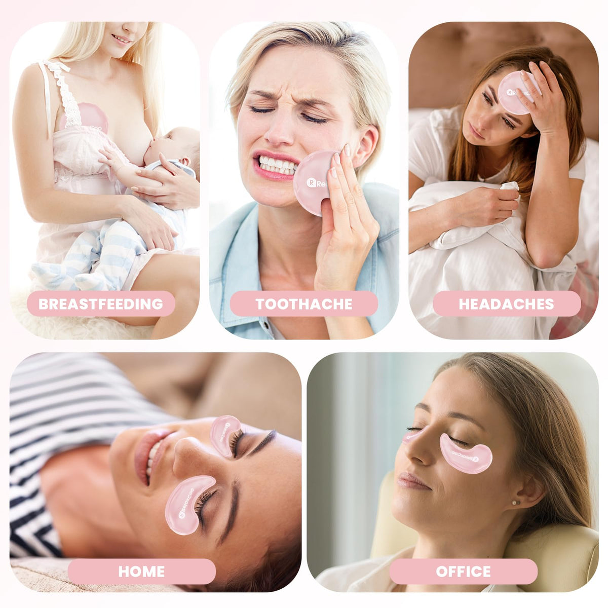 RelaxCoo face mask worn by woman relaxing to reduce puffiness