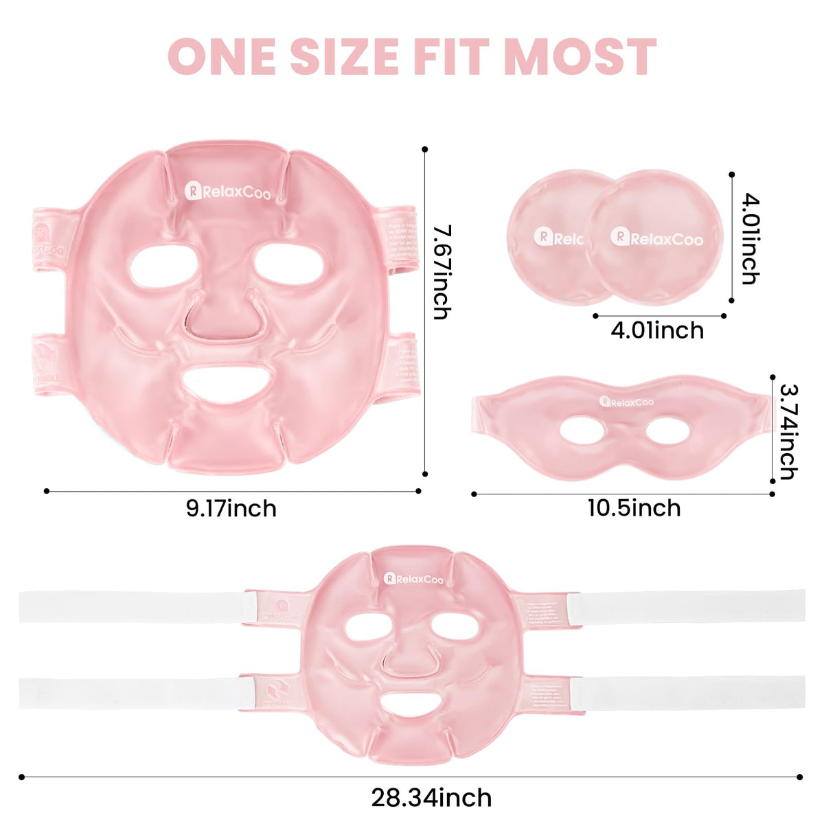 RelaxCoo mask size comparison with hand demonstrating scale