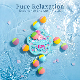 RelaxRose bath bomb next to a ruler showing compact size and portion