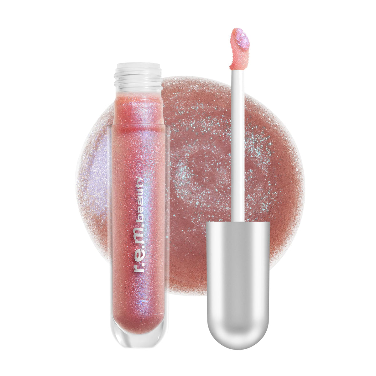 r.e.m. beauty front packaging showing Fembot shade and high-shine appeal
