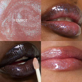 r.e.m. beauty texture swipe on hand showing glossy, hydrating finish