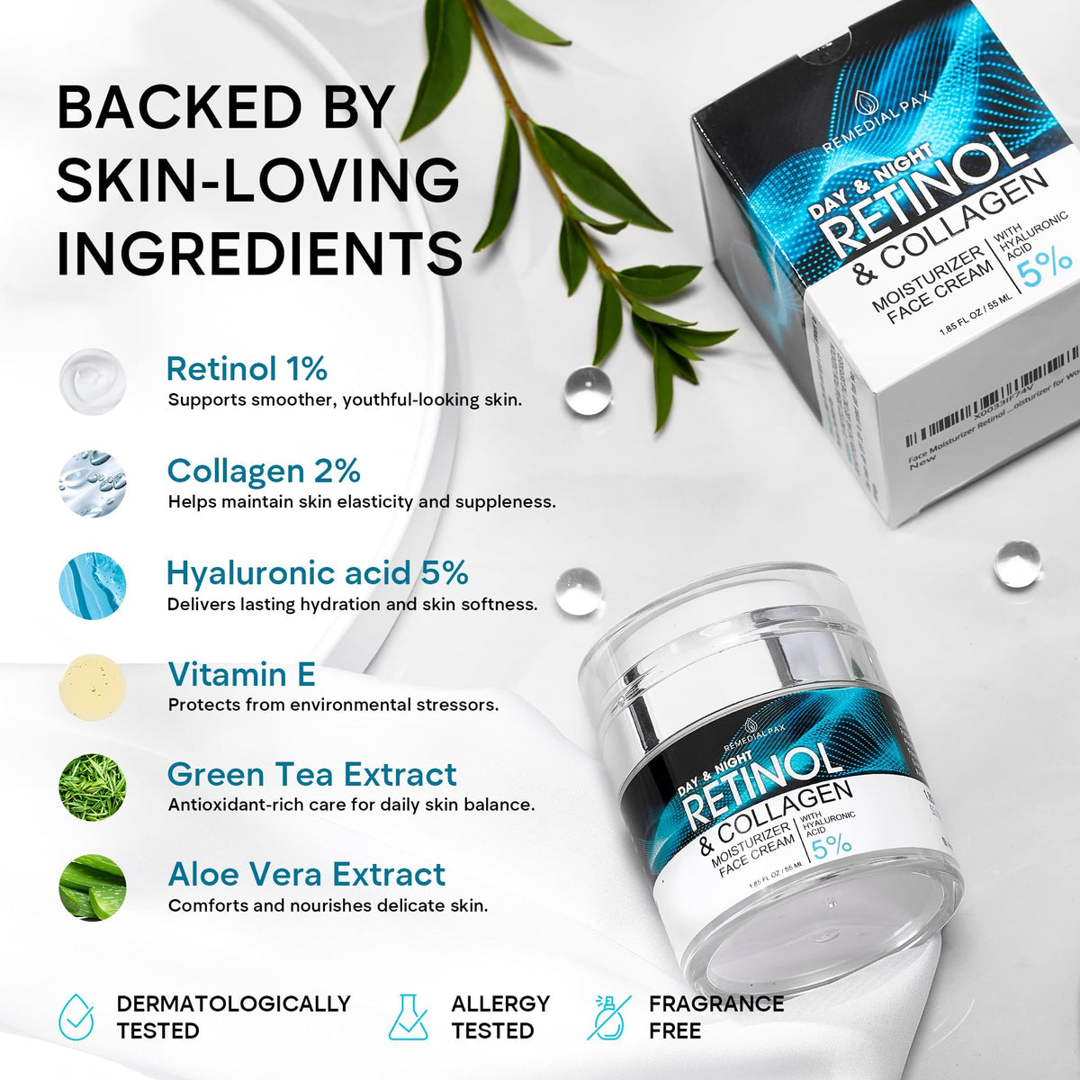 REMEDIAL PURITY AESTHETICS EXPERIENCE label close-up highlighting retinol and hyaluronic acid benefits