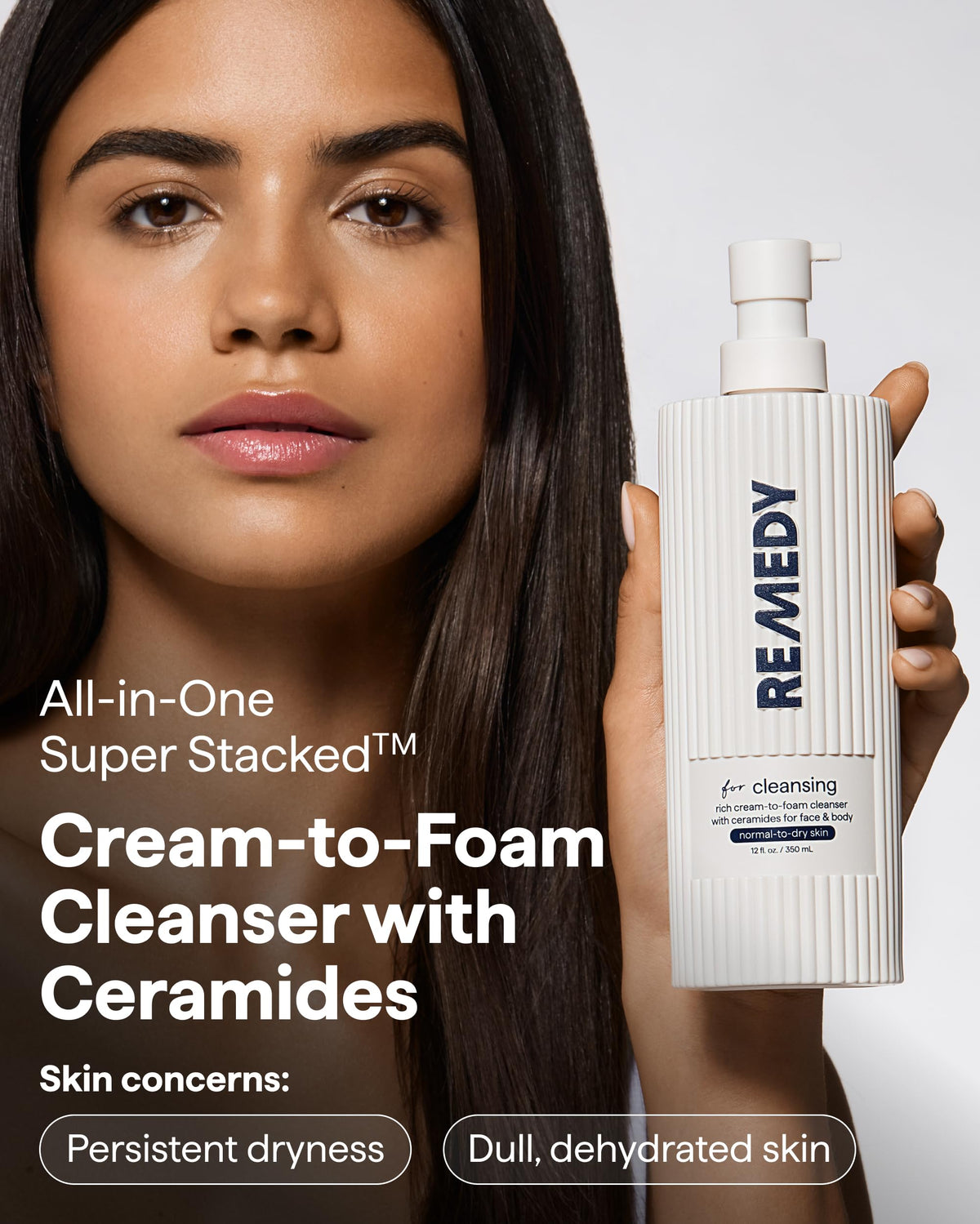 Remedy Science cream texture on hand highlighting rich, cushiony formula