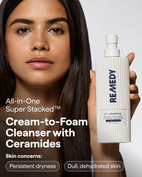 Remedy Science cream texture on hand highlighting rich, cushiony formula