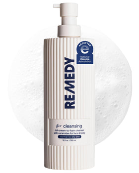 Remedy Science front packaging showing cleanser and moisturizing benefits