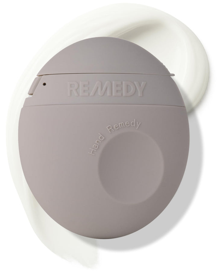 Remedy jar front view showing brand and compact travel benefit