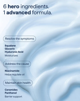 Remedy Science applying gel to cheek showing non-greasy hydration benefit