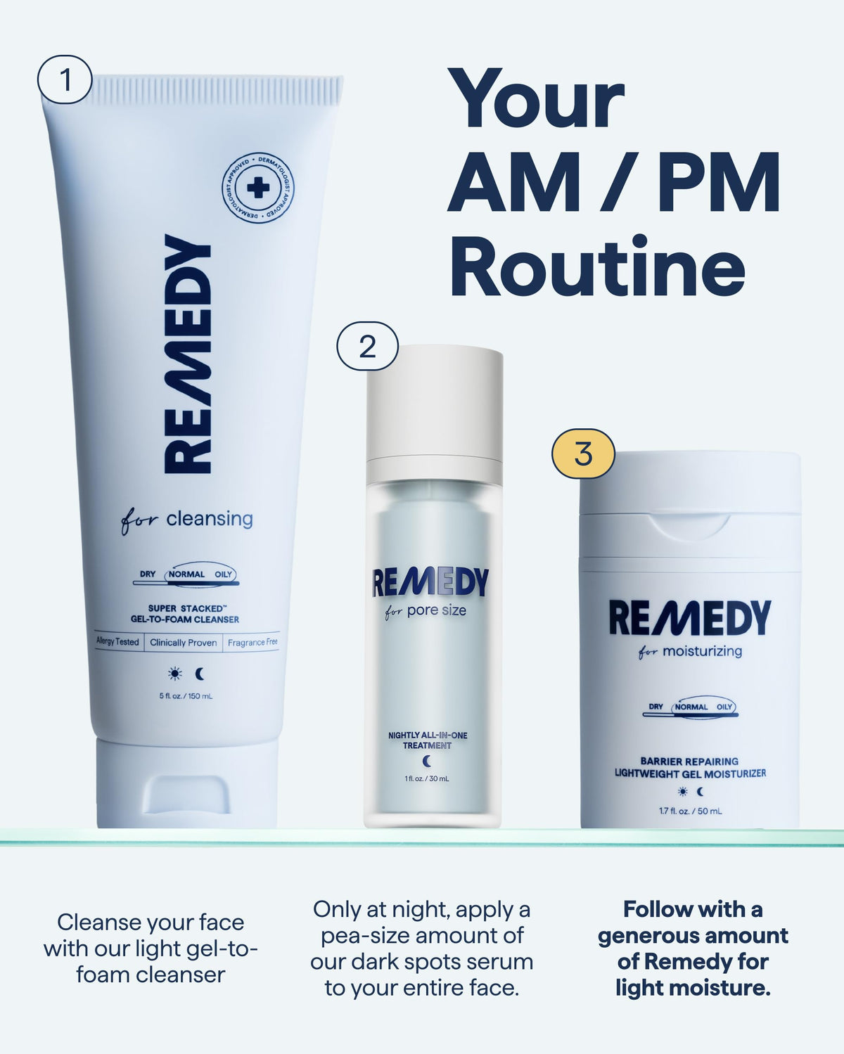 Remedy Science at bedside in nighttime routine showing soothing barrier support