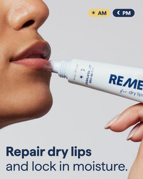 Remedy Science application on lips demonstrating smooth protective layer