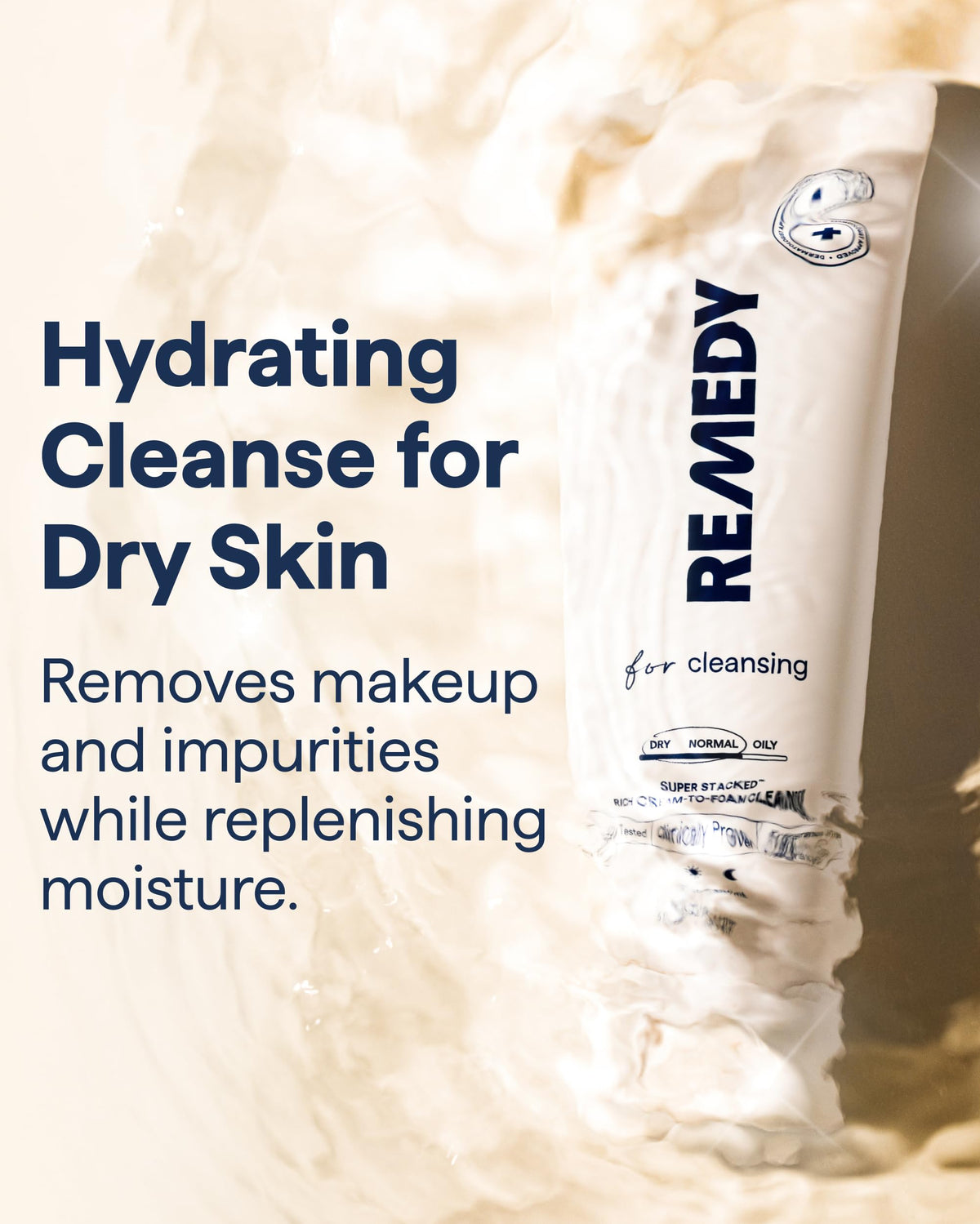 Remedy Science cream texture spread on finger demonstrating rich feel