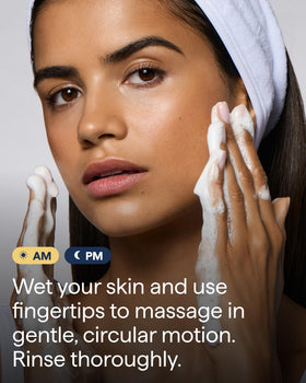 Remedy Science foam in palm illustrating gentle lather and rinse