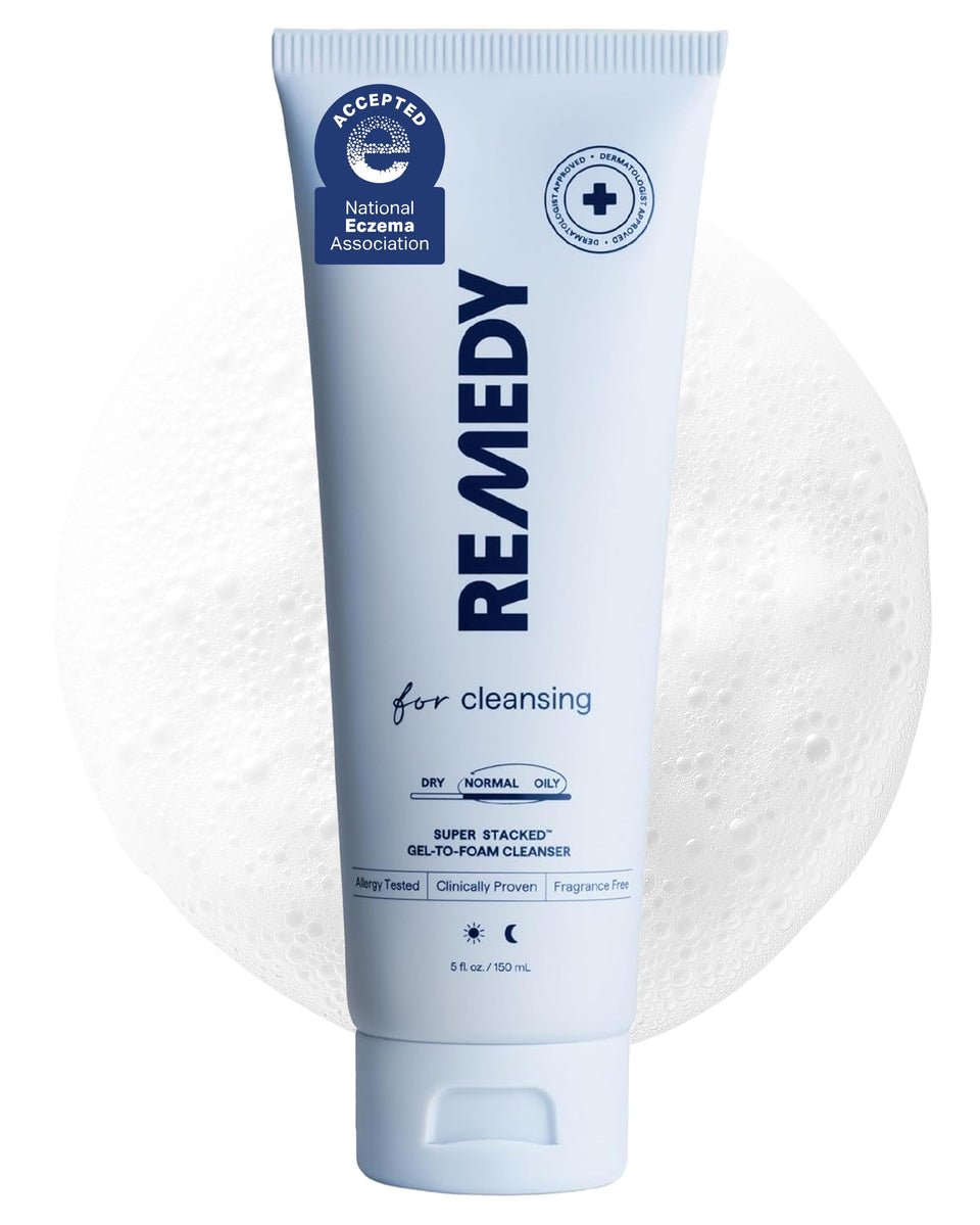 Remedy Science front packaging showing cleanser and brand benefits