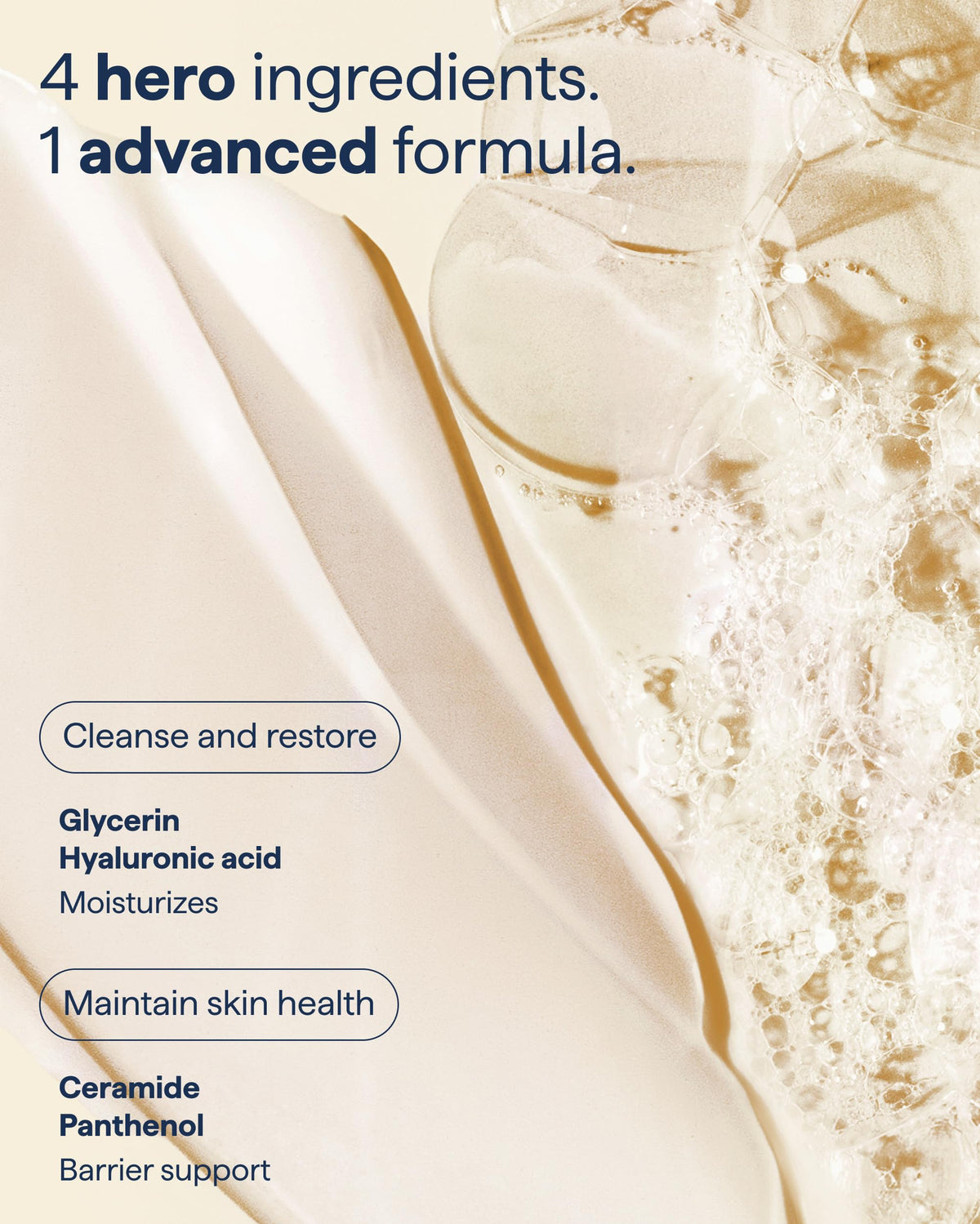 Remedy Science ingredients display with ceramide and glycerin benefits