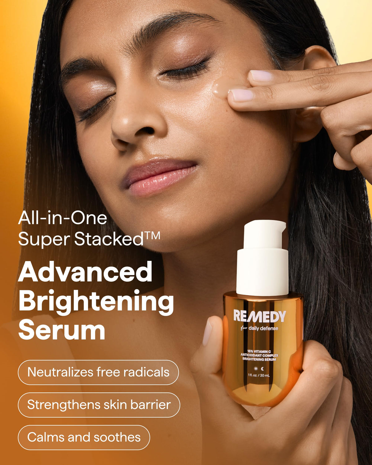 Remedy Science serum pump dispensing stable vitamin C drop for easy dosing