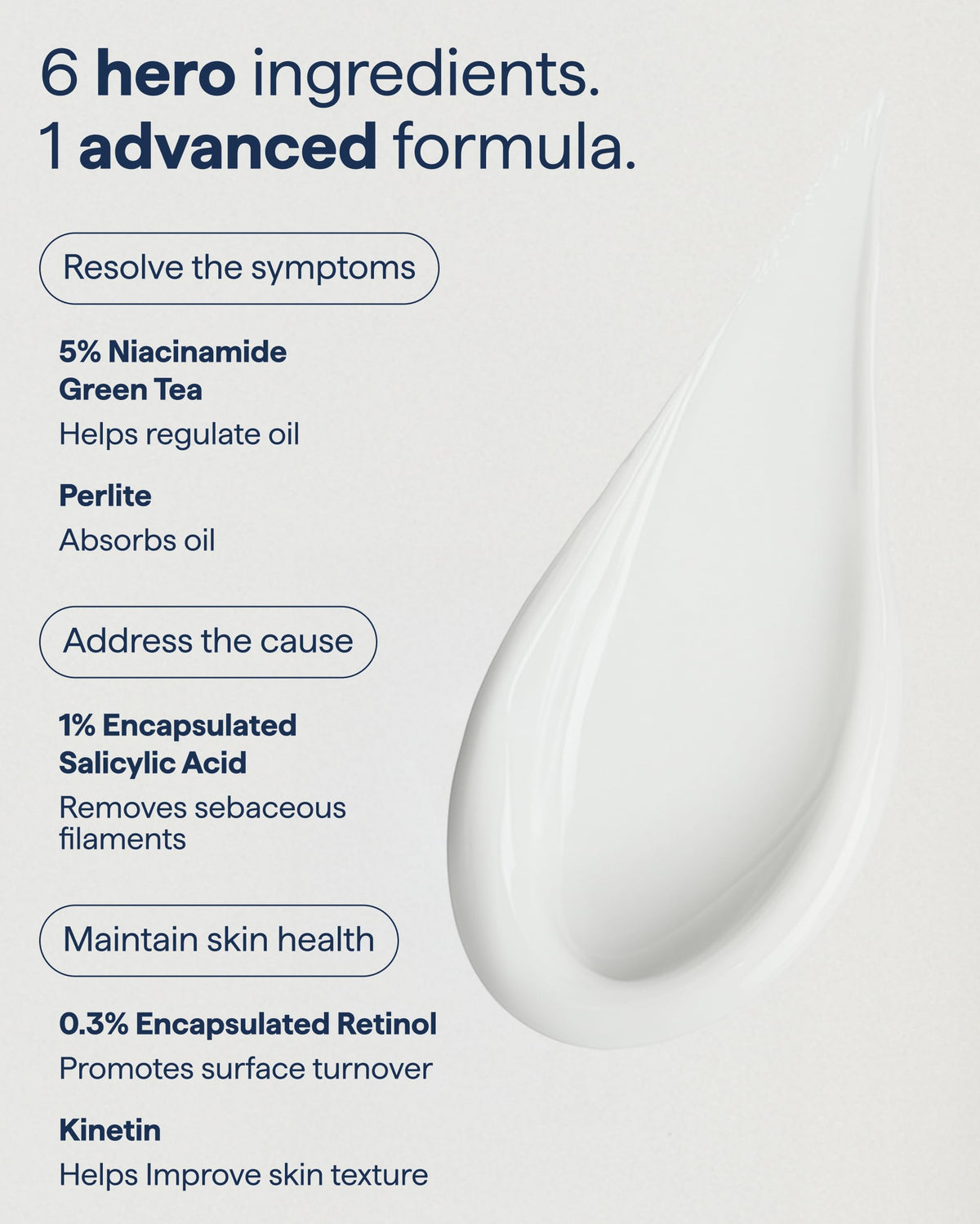 Remedy Science gel-lotion texture close-up, highlights lightweight absorption