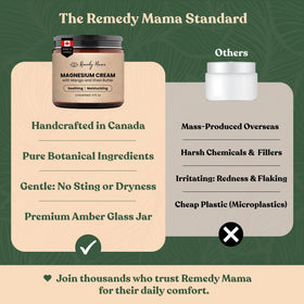 Remedy Mama ingredients flatlay with hemp seed, jojoba, shea and mango emphasizing natural nourishment