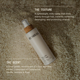 Remilia Hair milky spray texture on a strand smoothing frizz and tangles