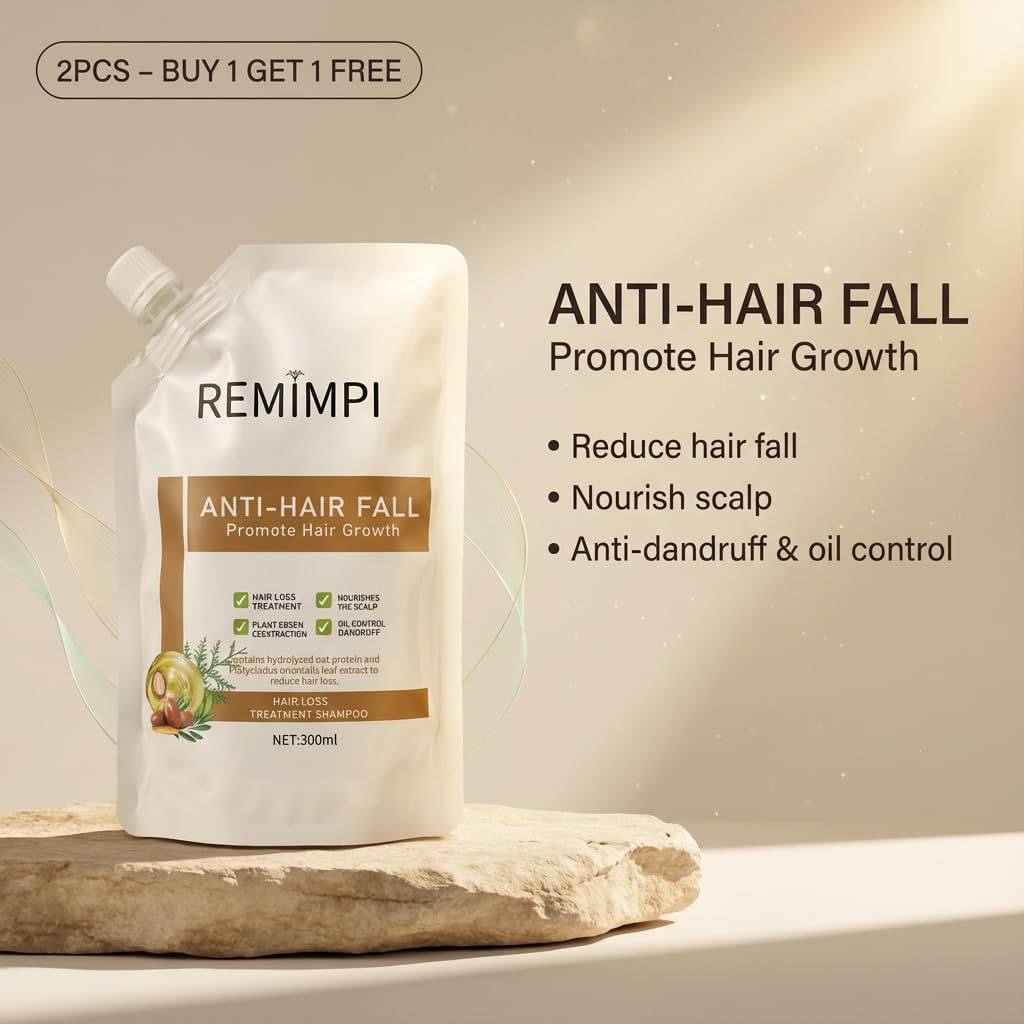 REMIMPI pump close-up with shampoo texture demonstrating smooth application benefit