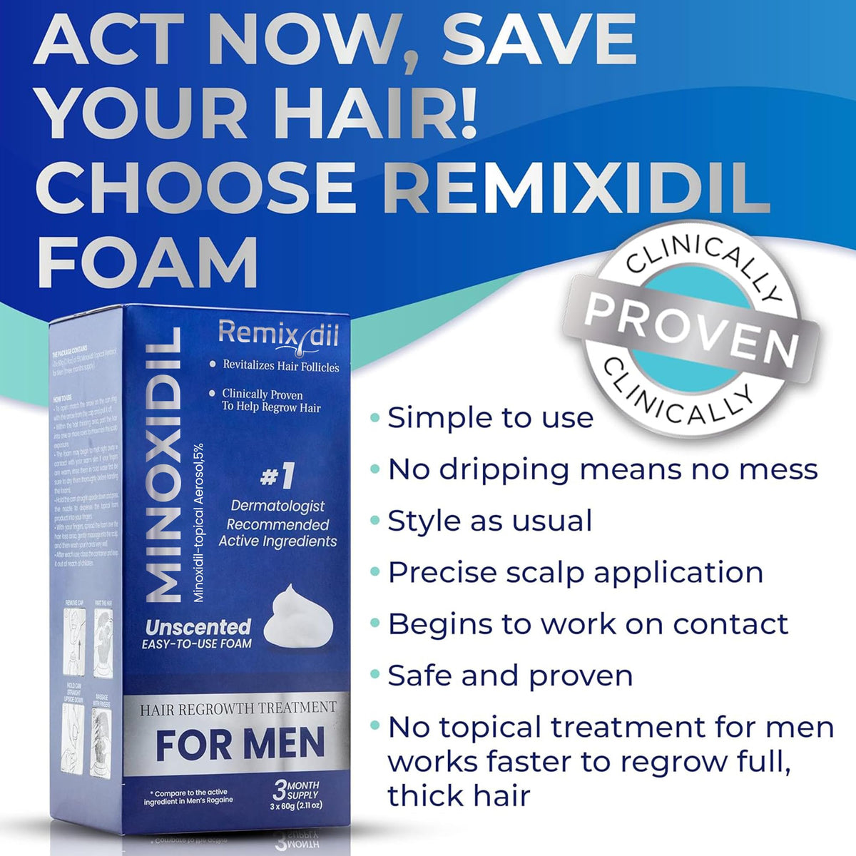 Rida Hair Research Institute remixidil foam texture close-up illustrating quick absorption