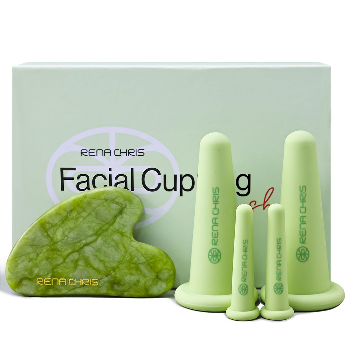 Rena Chris front packaging showing full cupping and Gua Sha kit benefit convenience