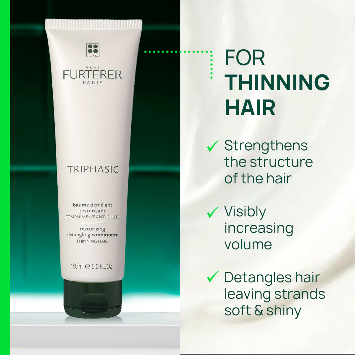 René Furterer close-up of creamy conditioner texture demonstrating lightweight feel