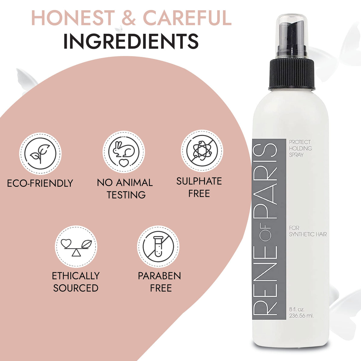 Rene of Paris close-up texture shows smoother synthetic fibers
