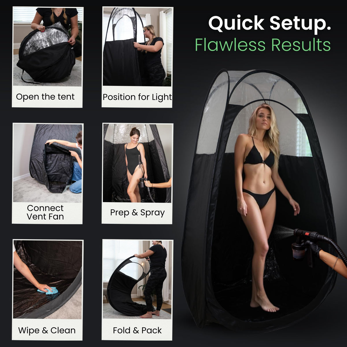 Reneebeautytan scale with chair showing tent size for full-body treatments