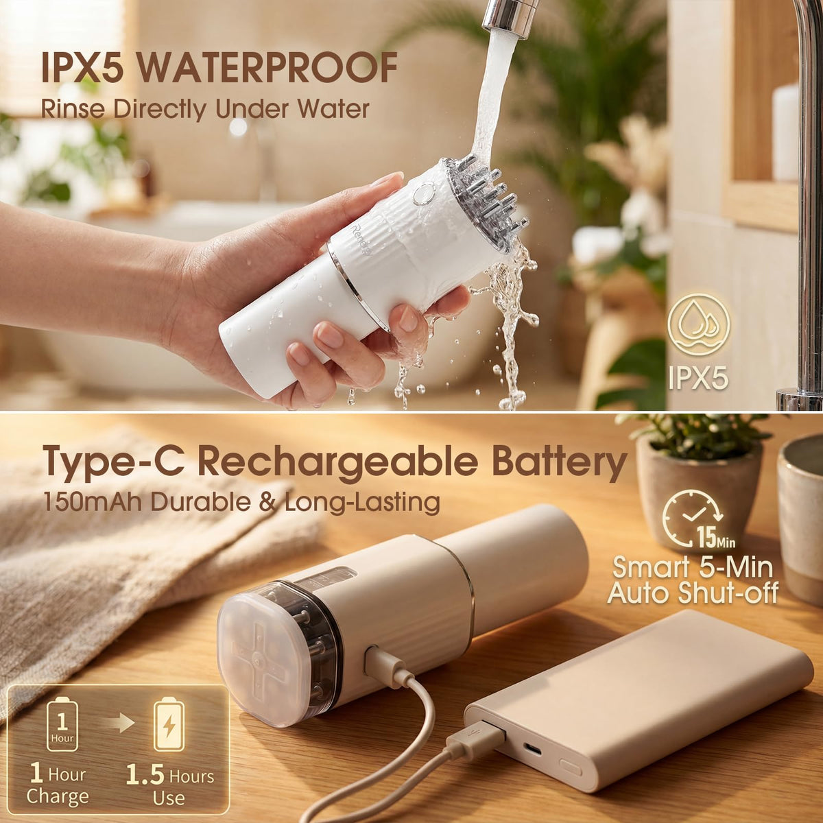 Renergy attachable minoxidil bottle connected to device for mess-free dispensing