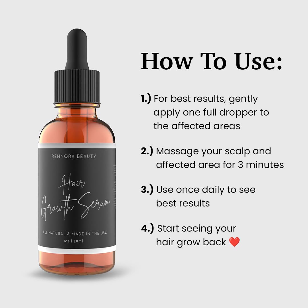 Rennora Beauty serum pipette dispensing drop for targeted scalp application