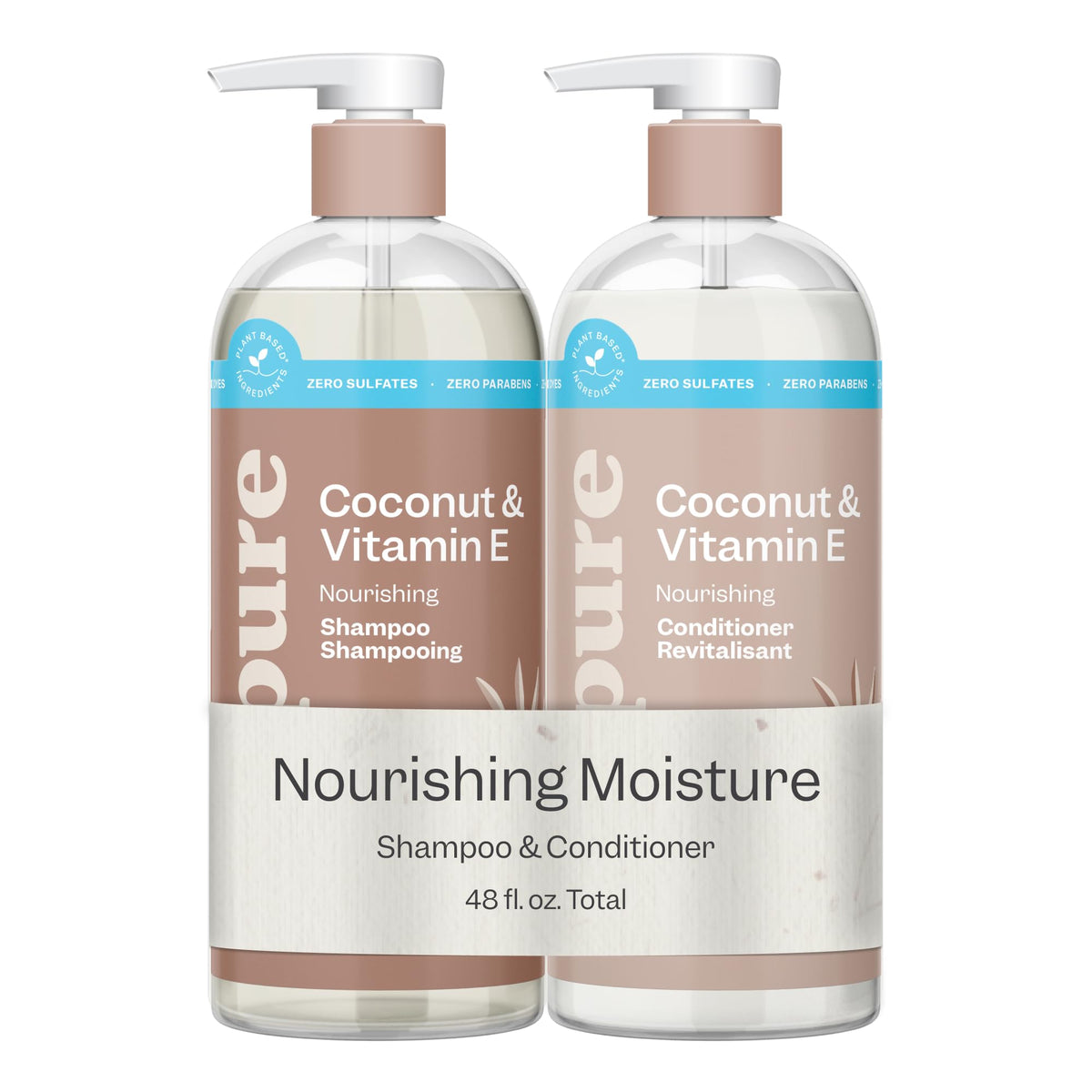 Renpure front packaging showing shampoo and conditioner for easy identification and hydration