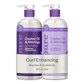 RENPURE front packaging showing castor and moringa oils and curl benefits
