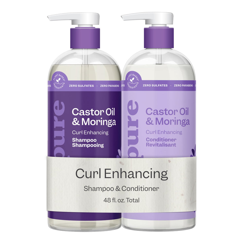 RENPURE front packaging showing castor and moringa oils and curl benefits