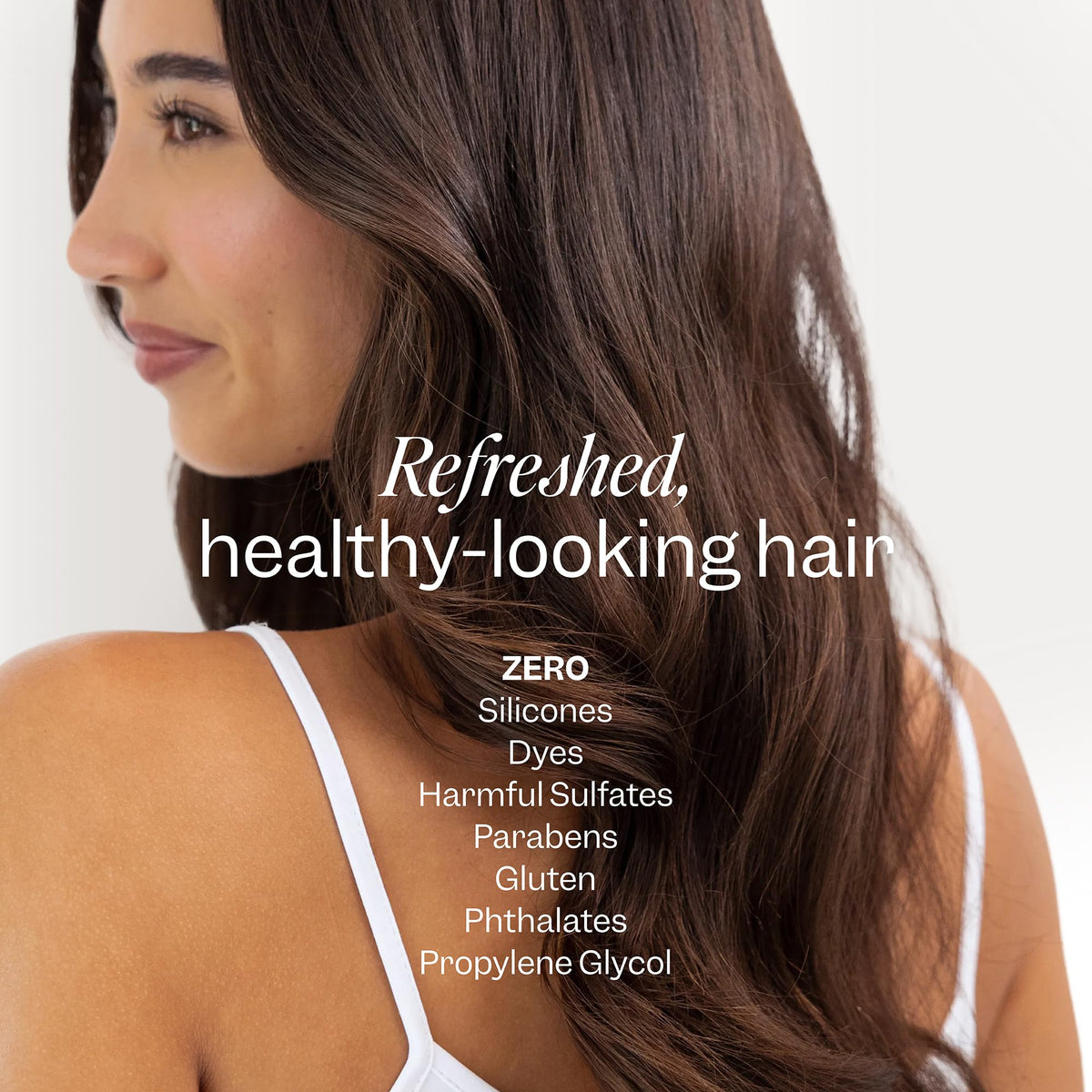 Renpure before and after hair smoothing image showing reduced frizz and added shine