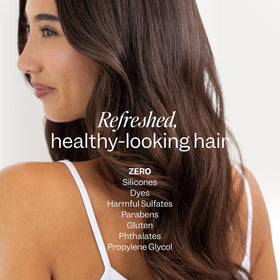 Renpure before and after hair smoothing image showing reduced frizz and added shine
