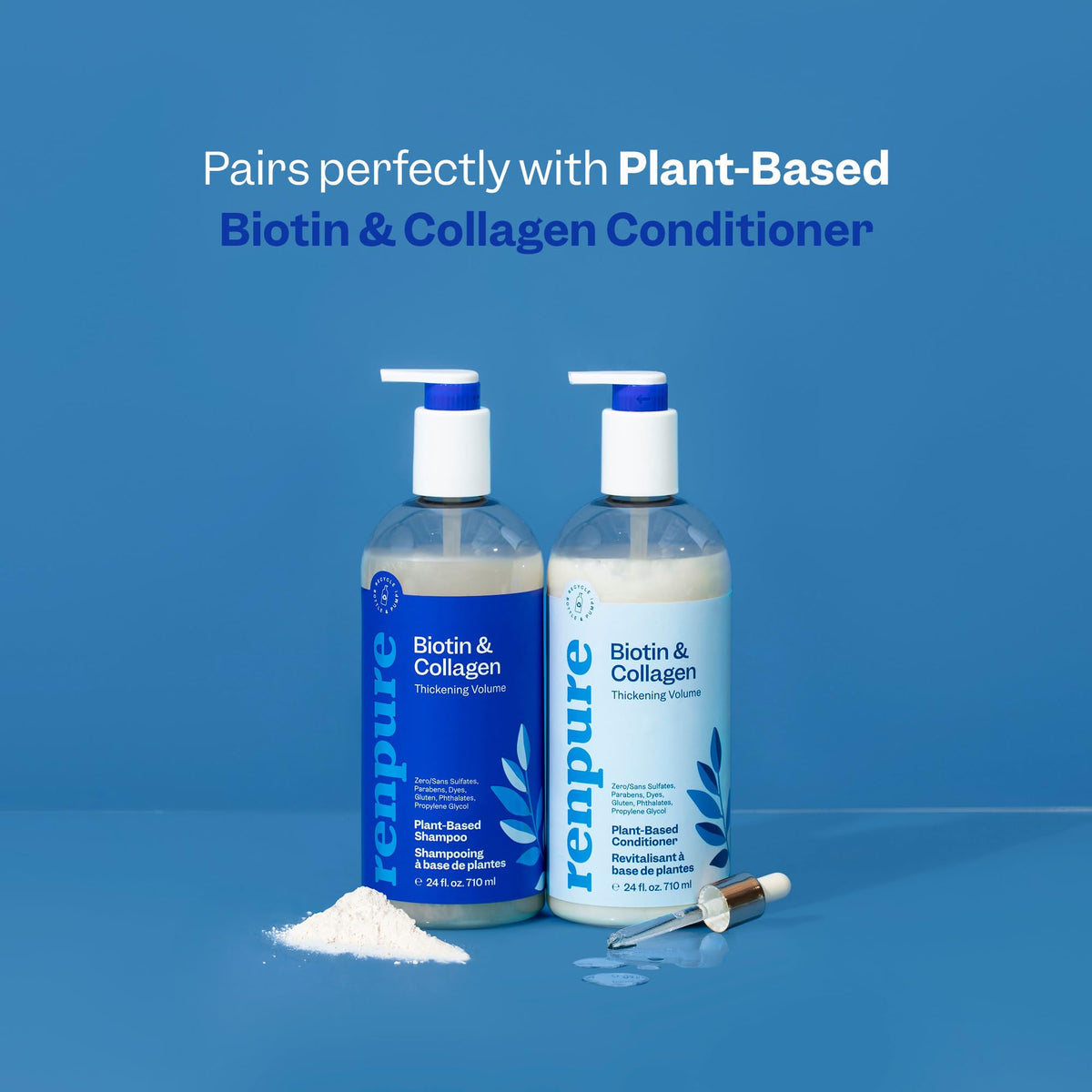 RENPURE in-shower use with model demonstrating volume and scalp cleansing