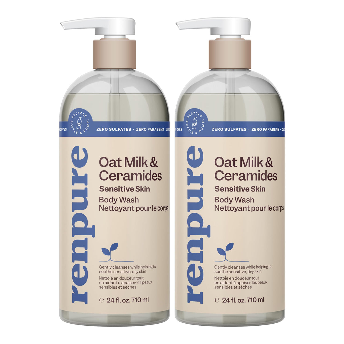 RENPURE front bottle showing label and 24 oz size, highlights gentle hydration