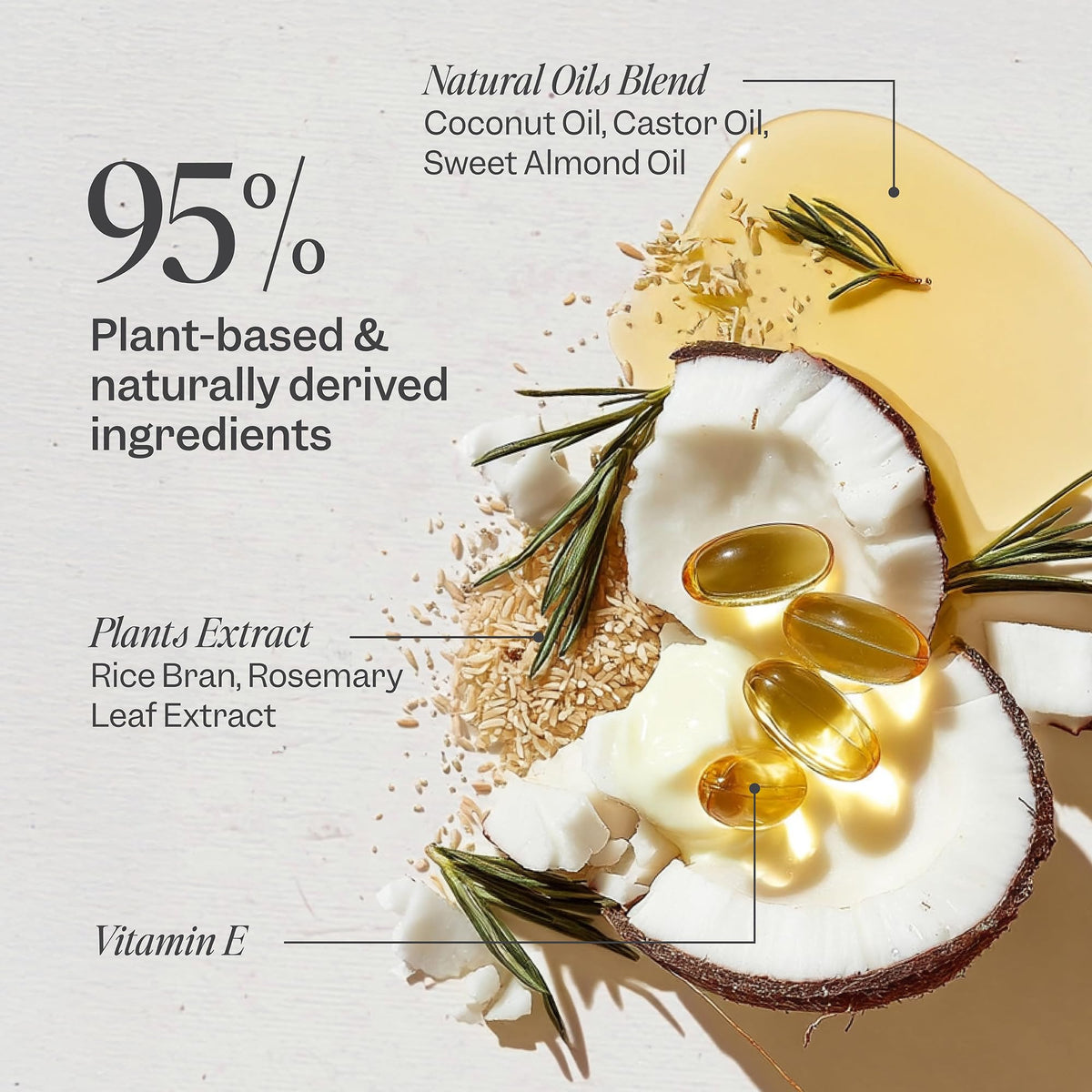 Renpure pump dispensing oil onto hand to demonstrate easy portion control and non-greasy feel