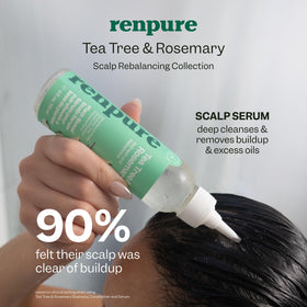 Renpure pump dispenser close-up showing ingredient and usage details