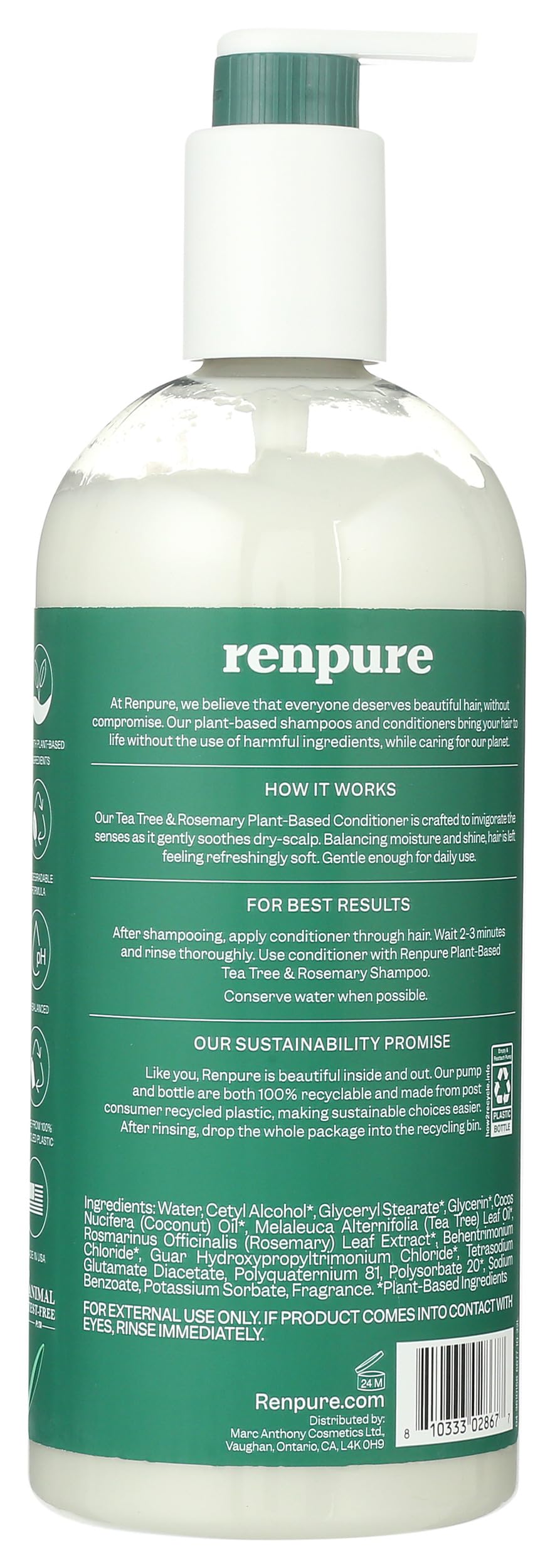 Renpure pump nozzle close-up for easy dispensing and less waste