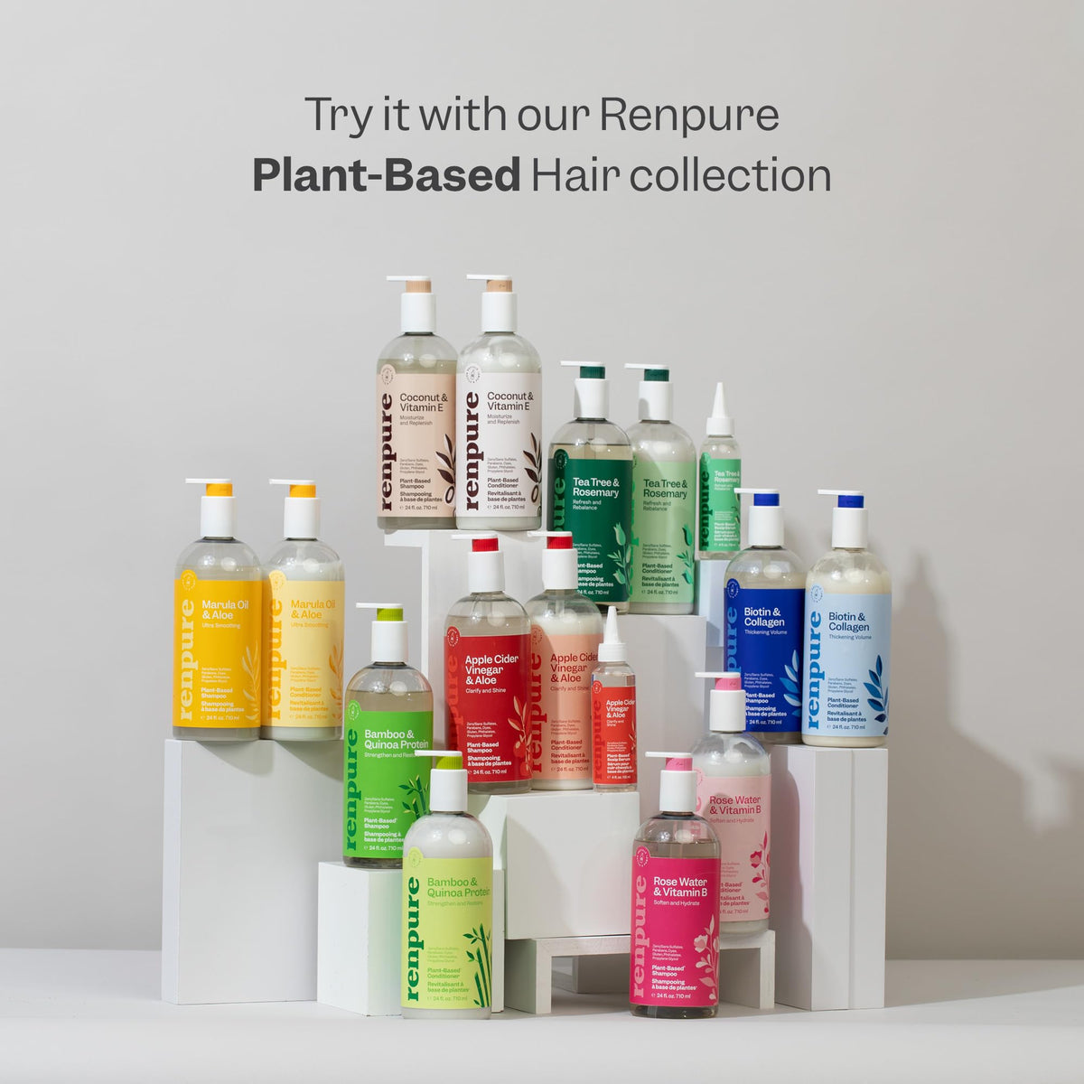 RENPURE recyclable bottle back label showing eco-friendly packaging benefit