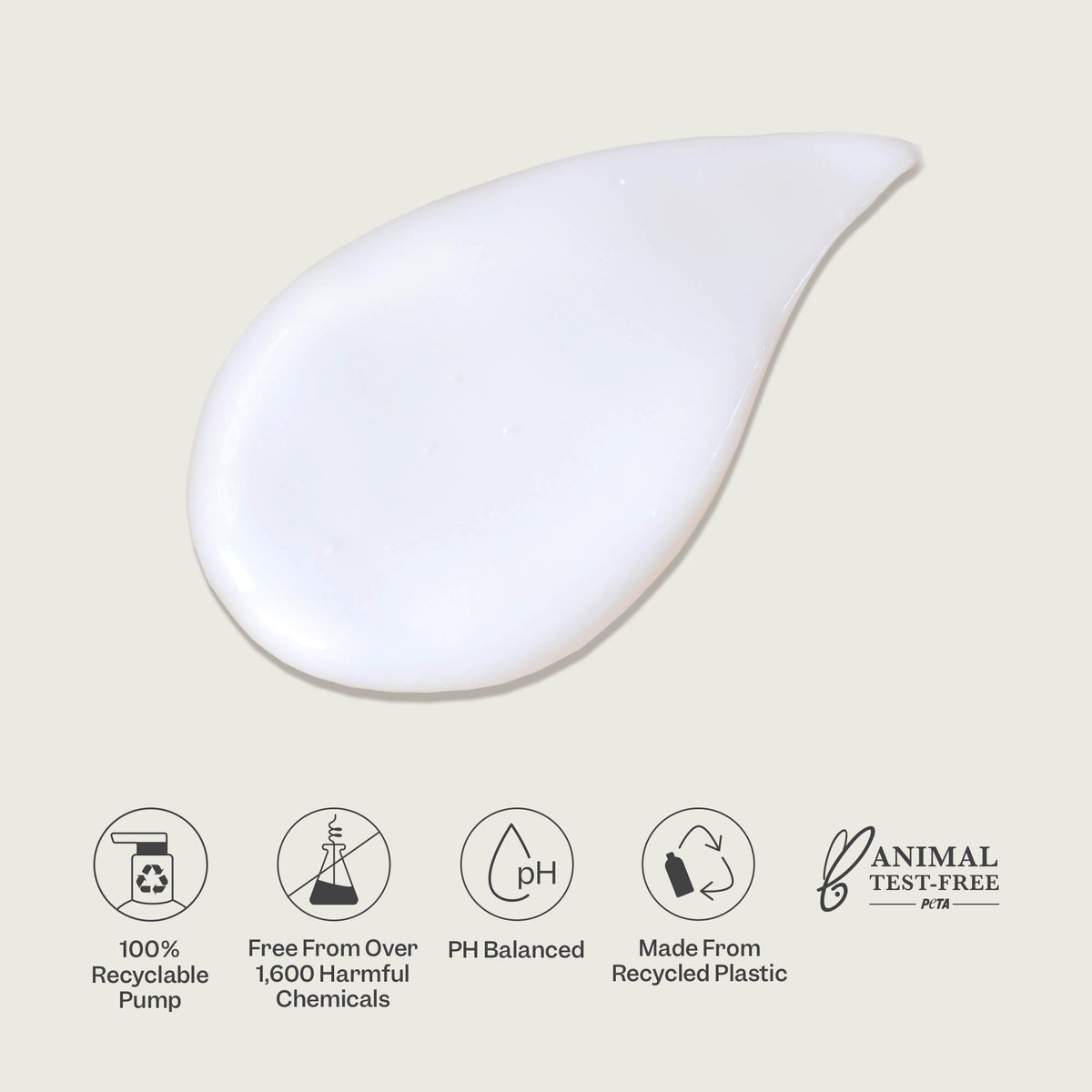 RENPURE recycled packaging label close-up, highlights eco-friendly bottle material