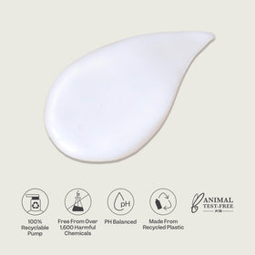 RENPURE recycled packaging label close-up, highlights eco-friendly bottle material