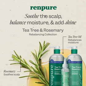 RENPURE shampoo lather texture demonstrating gentle cleansing and clarifying action