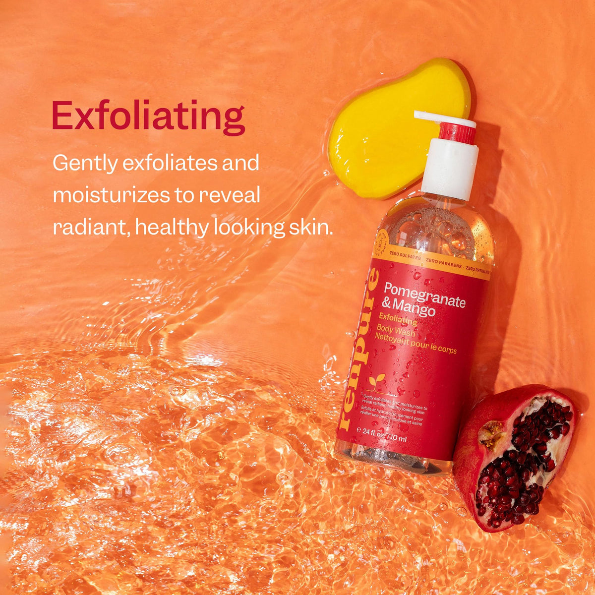 RENPURE exfoliating gel texture close-up with visible gentle particles for smooth skin