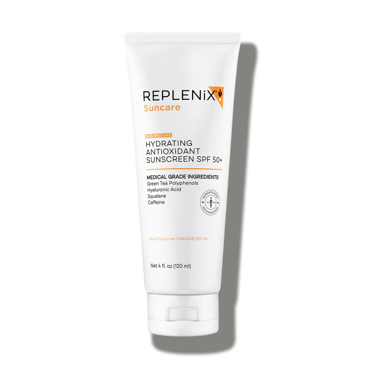 Replenix front packaging showing SPF 50+ protection and natural tint benefit